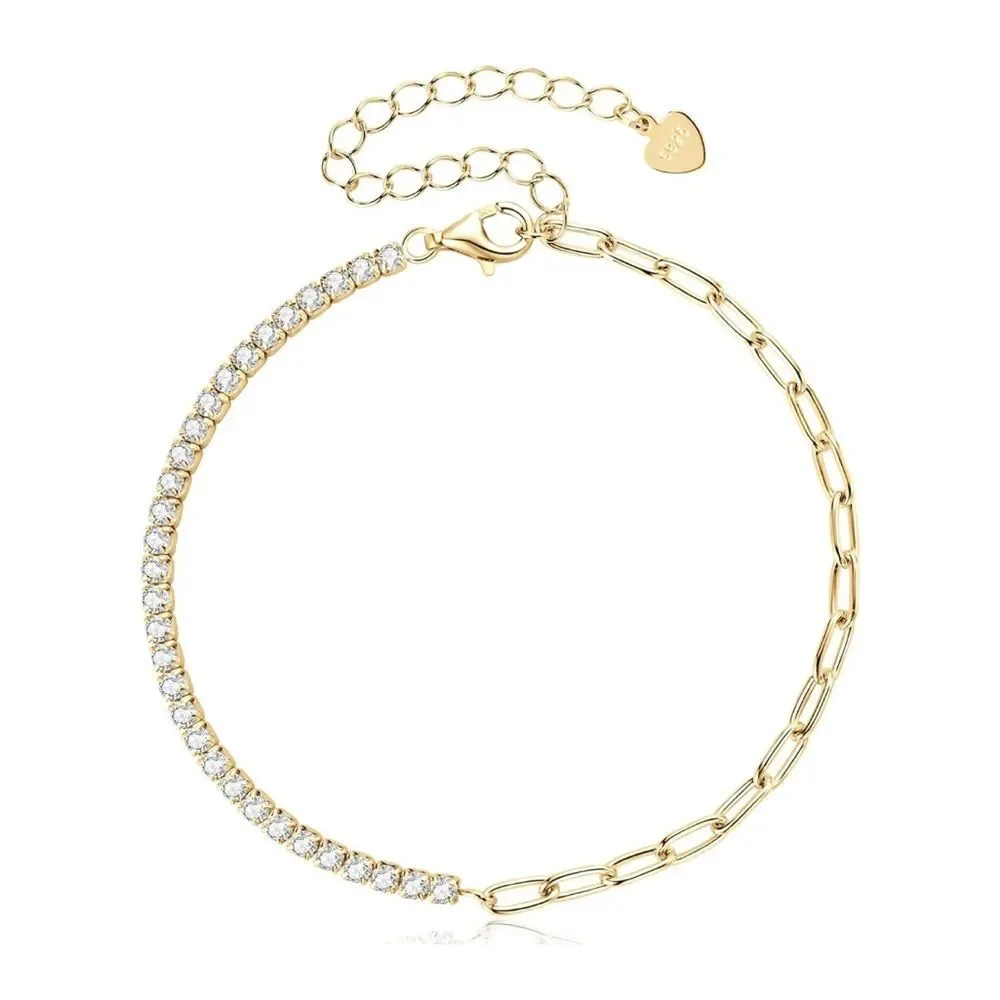 14k Diamond Chain Bracelet Trendy Elegance - Picture 2 of 11